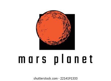 Vintage Retro Red Mars Planet Symbol for Space Science Logo Design Vector