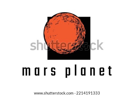 Vintage Retro Red Mars Planet Symbol for Space Science Logo Design Vector