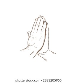 Vintage Retro Religion Praying Hand for Tattoo Design Illustration Vector