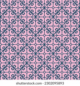 Un patrón retro de reparación vintage vector textil de papel pintado azul rosa textil moda antigua