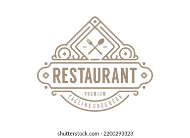 Vintage Retro Restaurant Label frame Logo design vector