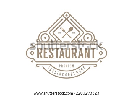 Vintage Retro Restaurant Label frame Logo design vector