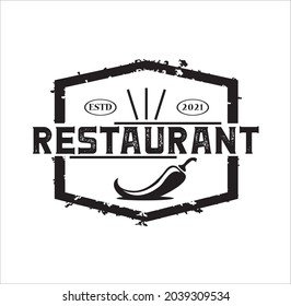 vintage retro restaurant logo or chili black and white nice cool beautiful emblem model