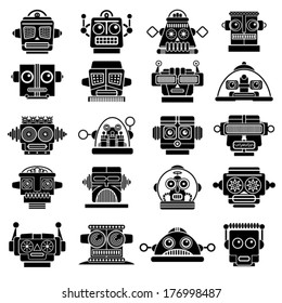 Vintage Retro Robot Heads