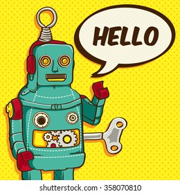 Vintage / Retro Robot vector illustration for greeting card