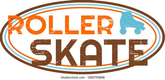 Vintage retro roller skate label