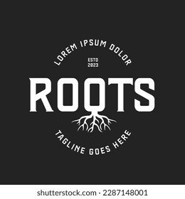 Vintage Retro Roots Logo typography design with dark background