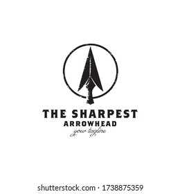 Vintage Retro Rustic Arrowhead Spear Hunting Hipster Logo Design