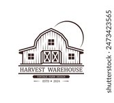 Vintage Retro Rustic Barn Farm, Natural rustic barn, farmhouse, warehouse logo with a retro vintage concept.