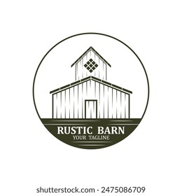 Vintage Retro Rustic Barn Farm, Natural rustic barn, farmhouse, warehouse logo with a retro vintage concept.