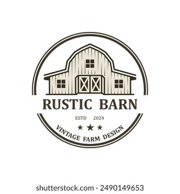 Vintage Retro Rustic Barn Farm, Natural rustic barn, farmhouse, warehouse logo with a retro vintage concept.