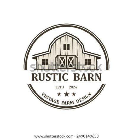 Vintage Retro Rustic Barn Farm, Natural rustic barn, farmhouse, warehouse logo with a retro vintage concept.