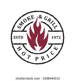 Vintage Retro Rustic BBQ Grill, Barbecue, Barbeque Label Stamp Logo design vector