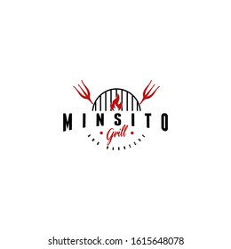 Vintage Retro Rustic BBQ Grill, Barbecue, Barbeque Label Stamp Logo design vector