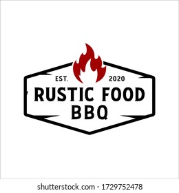 Vintage Retro Rustic BBQ Grill, Barbecue, Barbeque Label Stamp Logo design vector