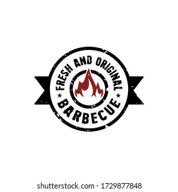 Vintage Retro Rustic BBQ Grill, Barbecue, Barbeque Label Stamp Logo design vector