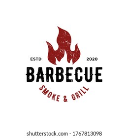 Vintage Retro Rustic BBQ Grill, Barbecue, Barbeque Label Stamp Logo design vector