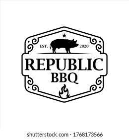 Vintage Retro Rustic BBQ Grill, Barbecue, Barbeque Label Stamp Logo design vector
simple