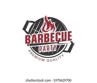 Vintage Retro Rustic BBQ Grill, Barbecue, Barbeque Label Stamp Logo design vector