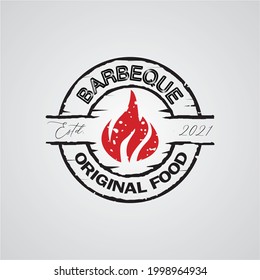 Vintage Retro Rustic BBQ Grill, Barbecue, Barbeque Label Stamp Logo design vector