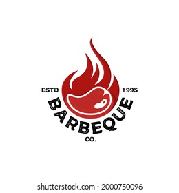 Vintage Retro Rustic BBBQ Grill, Barbecue, Barbeque Fleisch Label Logo Design