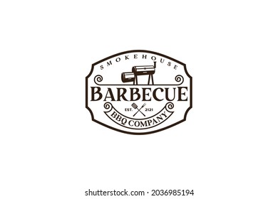 Vintage Retro Rustic BBBQ Grill, Grill, Barbeque Label-Logo-Design