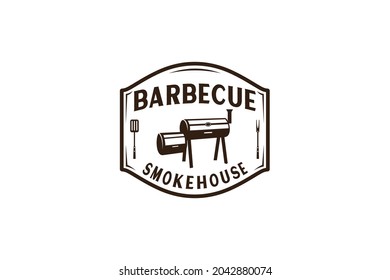 Vintage Retro Rustic BBQ Grill, Barbecue, Barbeque Label Stamp Logo design