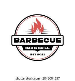 Vintage Retro Rustic BBQ Grill, Barbecue, Barbecue Label Stamp Logo design vector