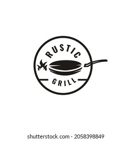 Vintage Retro Rustic BBQ Grill, Barbecue, Barbeque Label Stamp Logo design vector