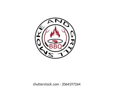 Vintage Retro Rustic BBQ Grill, Barbecue, Barbeque Label Stamp Logo design vector
