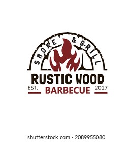 Vintage Retro Rustic BBQ Grill, Barbecue, Barbeque Label Stamp Logo design vector for your business