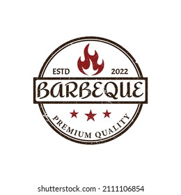 Vintage Retro Rustic BBQ Grill, Barbacoa, Barbeque Label Stamp vector de diseño
