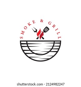 Vintage Retro Rustic BBBQ Grill, Barbekyu, Barbeque Label Cap Logo Design Vektor