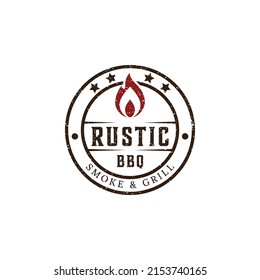 Vintage Retro Rustic BBQ Grill, Barbecue, Barbeque Label Stamp Logo design vector