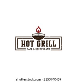 Vintage Retro Rustic BBQ Grill, Barbecue, Barbeque Label Stamp Logo design vector