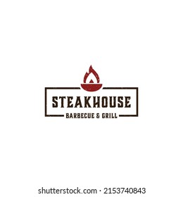 Vintage Retro Rustic BBQ Grill, Barbecue, Barbeque Label Stamp Logo design vector