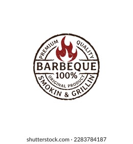 Vintage Retro Rustic BBQ Grill, Barbacoa, Barbeque Label Stamp vector de diseño