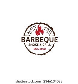 Vintage Retro Rustic BBQ Grill, Barbecue Logo design vector