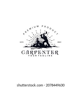 Rústico retro vintage para la idea de inspiración del diseño del vector del logotipo del carpintero