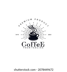 Vintage Retro Rustic Coffee Shop logo vector design template inspiration idea