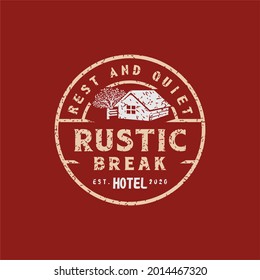 vintage retro rustic hotel logo, or for a reliable hotel stamp