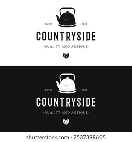 Vintage retro rustic kettle logo design with premium quality.