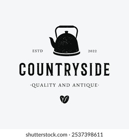 Vintage retro rustic kettle logo design with premium quality.