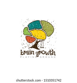 Vintage, Retro, Rustic, Logo Brain Growth For Kids Play Ground