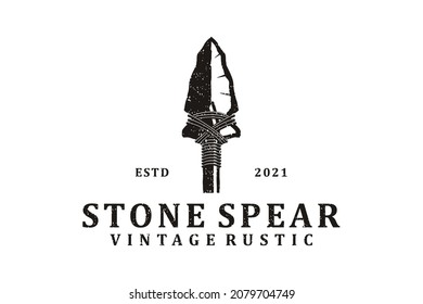 Vintage Retro Rustic Native Arrowhead Spear For Arrow Hunting Hipster Logo Design