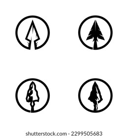 Vintage Retro Rustic Native Arrowhead Spear for Arrow Hunting Hipster Logo Design