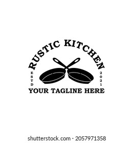 Vintage Retro Rustic Old restaurant kitchen logo design for food dishes