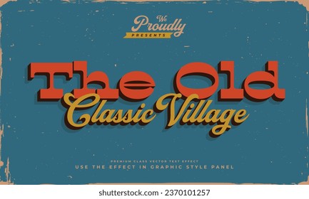 vintage retro rustic old village shabby worn editable text effect