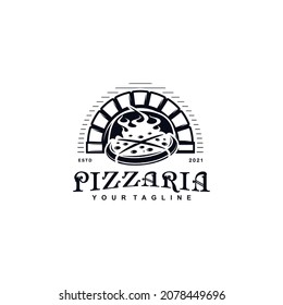 Vintage Retro Rustic stamp label pizza logo vector design template inspiration idea