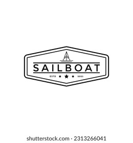vintage retro sailboat logo design idea
